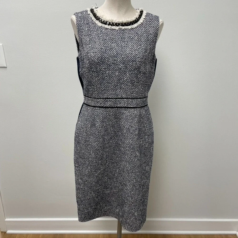 Tory Burch Sheath Dress‎ Womens 4 Blue Tweed Jacket Business Career Teacher